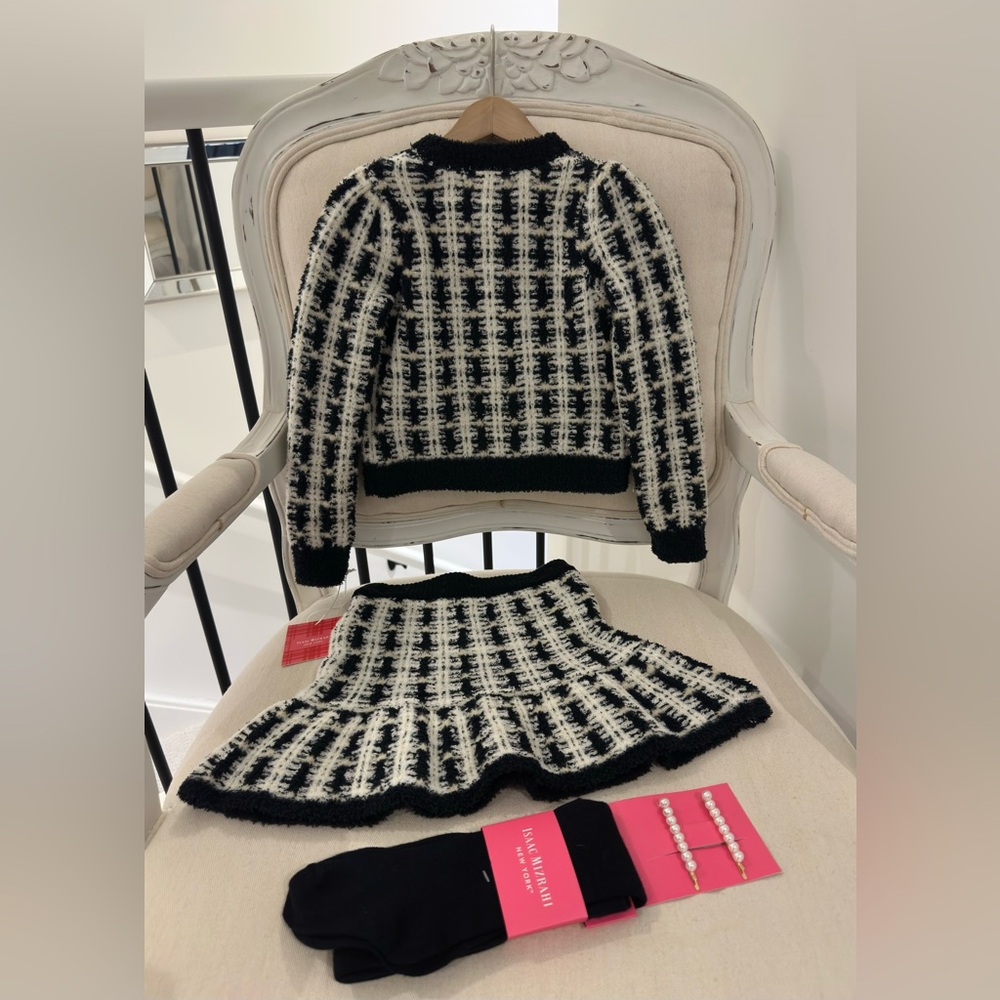 4T Isaac Mizrahi Black and White Knit 4 Piece Chanel Style Soft Tweed Outfit NWT - Picture 2 of 15